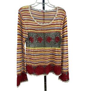 S Oliver crochet  top long sleeves round neck 34 chest 23 long